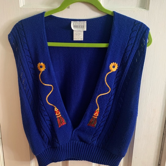 Vintage Leslie Faye collections blue vest - Picture 1 of 2